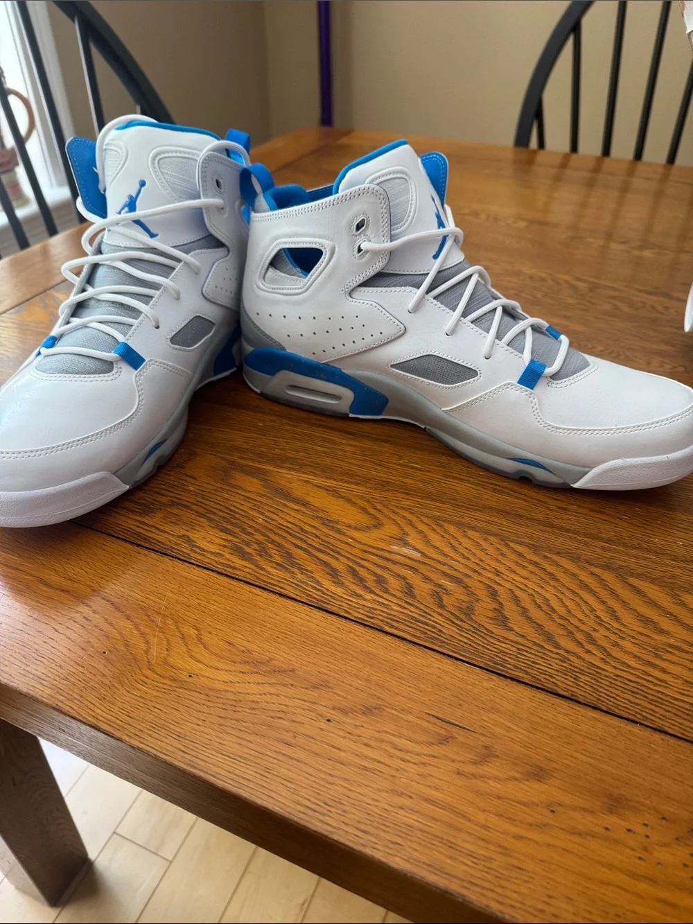 Air Jordan 6 Retro White and Blue Basketball Sneakers